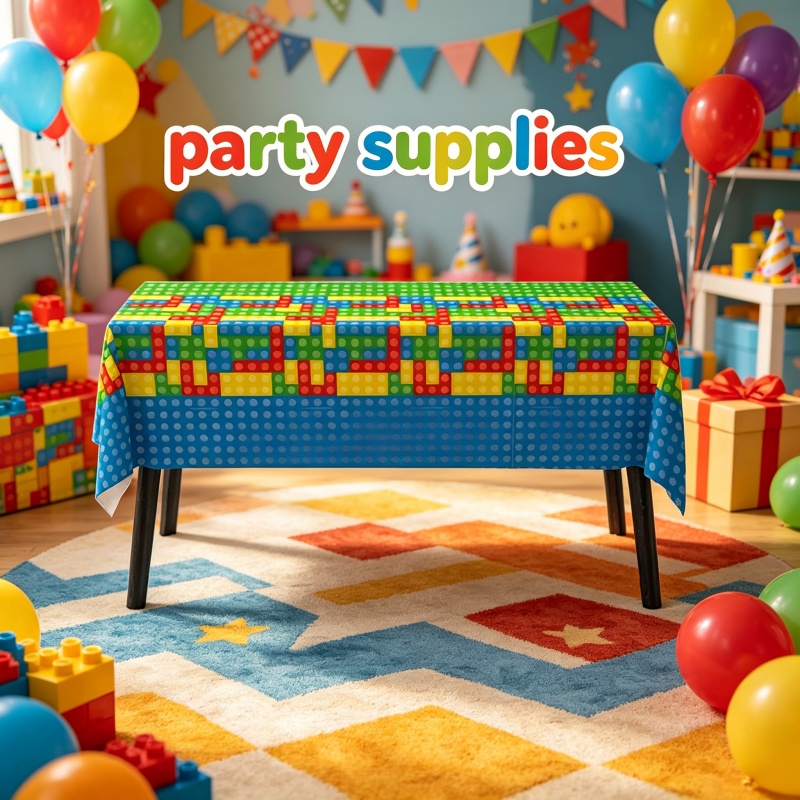빌딩 블록 벽돌 스타일 식탁보 세련된 만화 캐릭터 생일 - Wedding Supply Kit 리뷰 및 가격