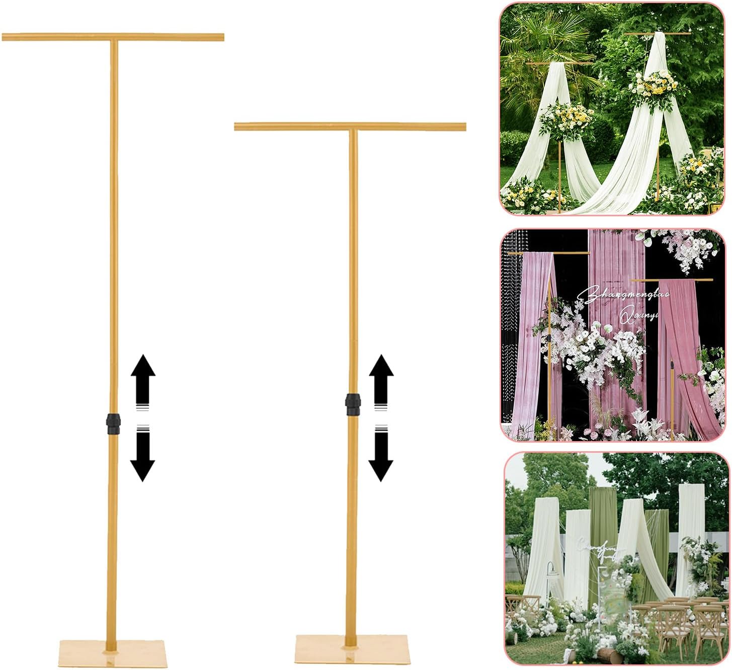 4개 골드 8피트 백드롭 스탠드, 웨딩, 생일 파티,  - Wedding Support 리뷰 및 가격